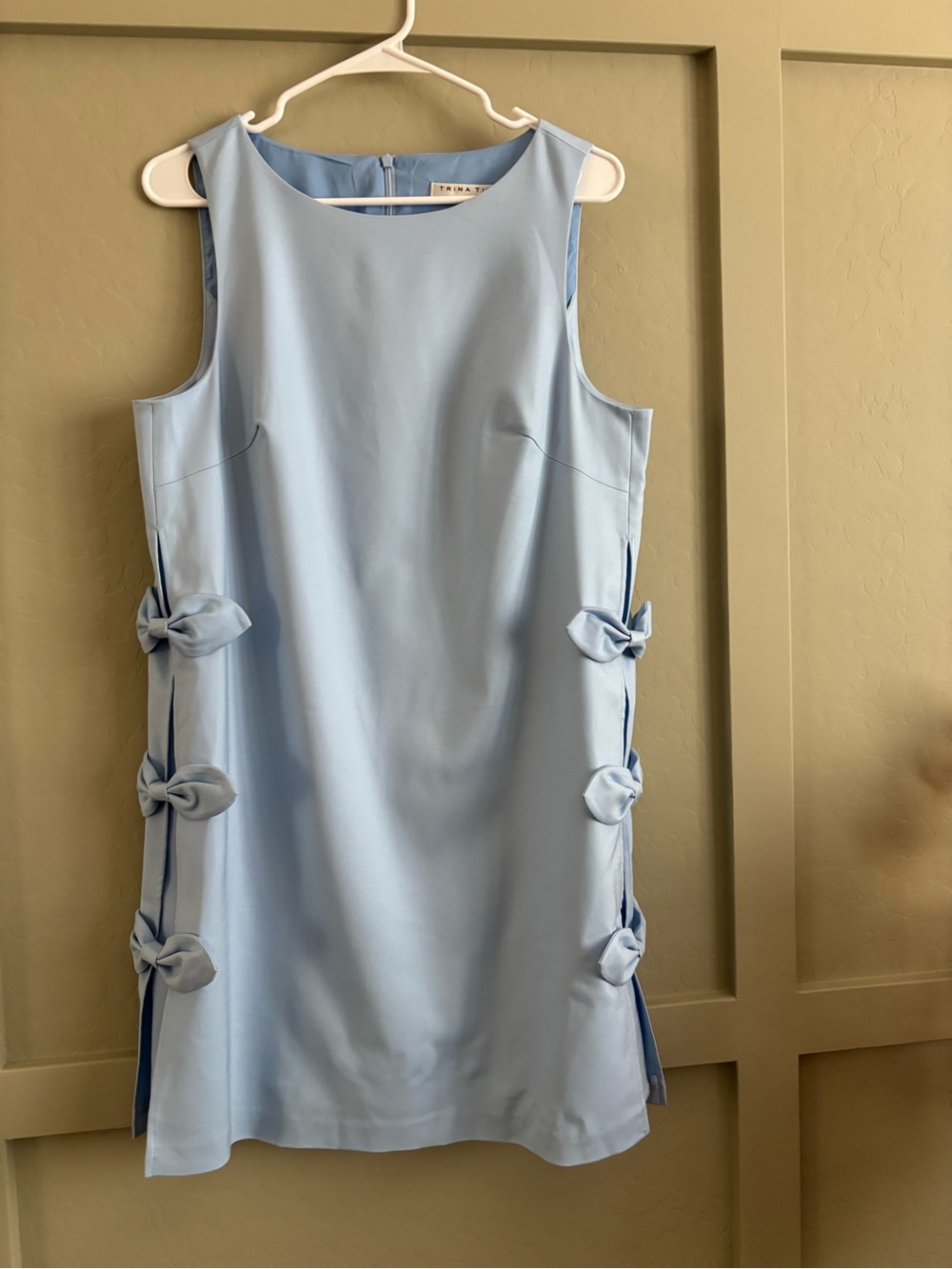 Trina Turk Arlette pastel blue mini dress w side bow details Sz 10 M - Picture 6 of 9